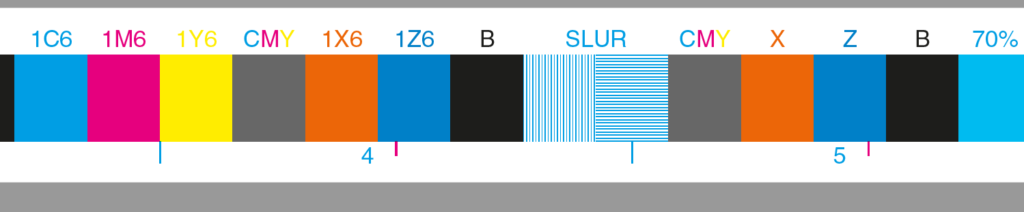 color bars with detection patches to identify slurring