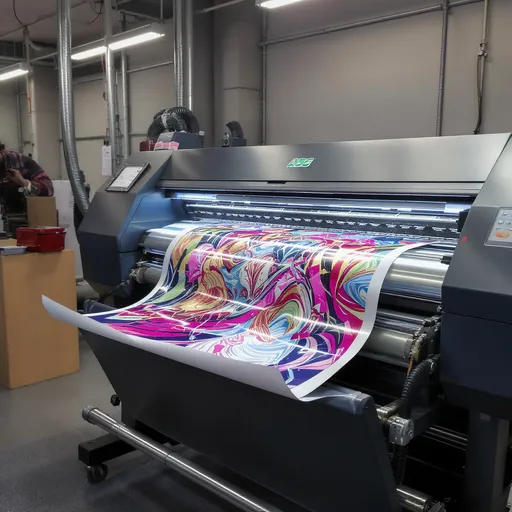 Large format printer in London producing vibrant posters with sharp color quality.