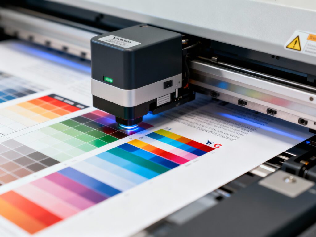 closed-loop scanner measuring color bar with console graphs