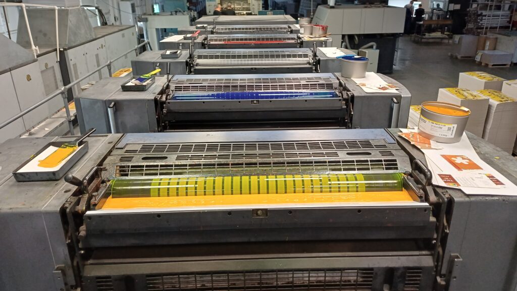 offset printing ink placed on ink fountains on the printing machine.